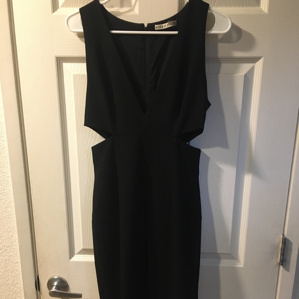 Alice + Olivia Black Size 4 BodyCon Dress with Side Cut Outs and Back Slit